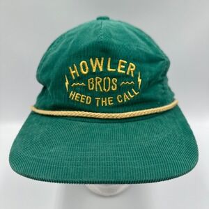 Howler Bros Snapback Hat Mens OSFA Green Heed The Call Corduroy Rope Cap
